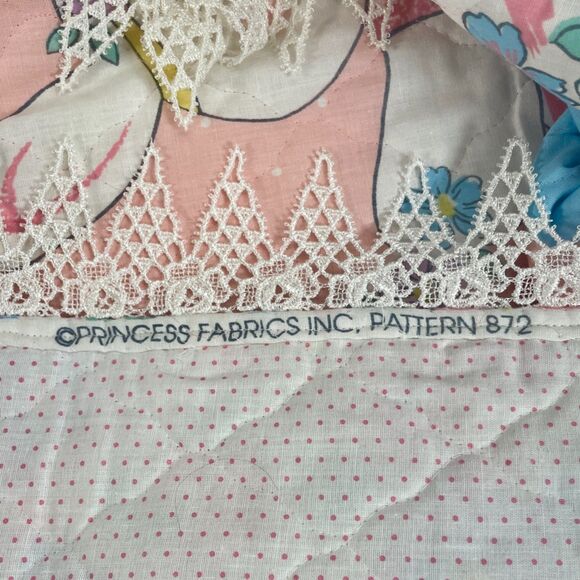 Princess Fabrics Pattern 872 Ballerina Bunny Rabbit Crib Quilt Lace Edge Blanket - Picture 8 of 11
